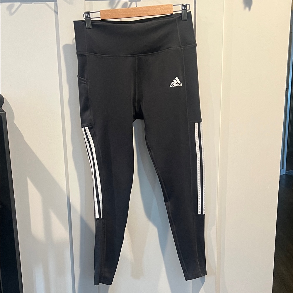 Adidas Charcoal gray  3-Stripe High Waist Leggings Size L